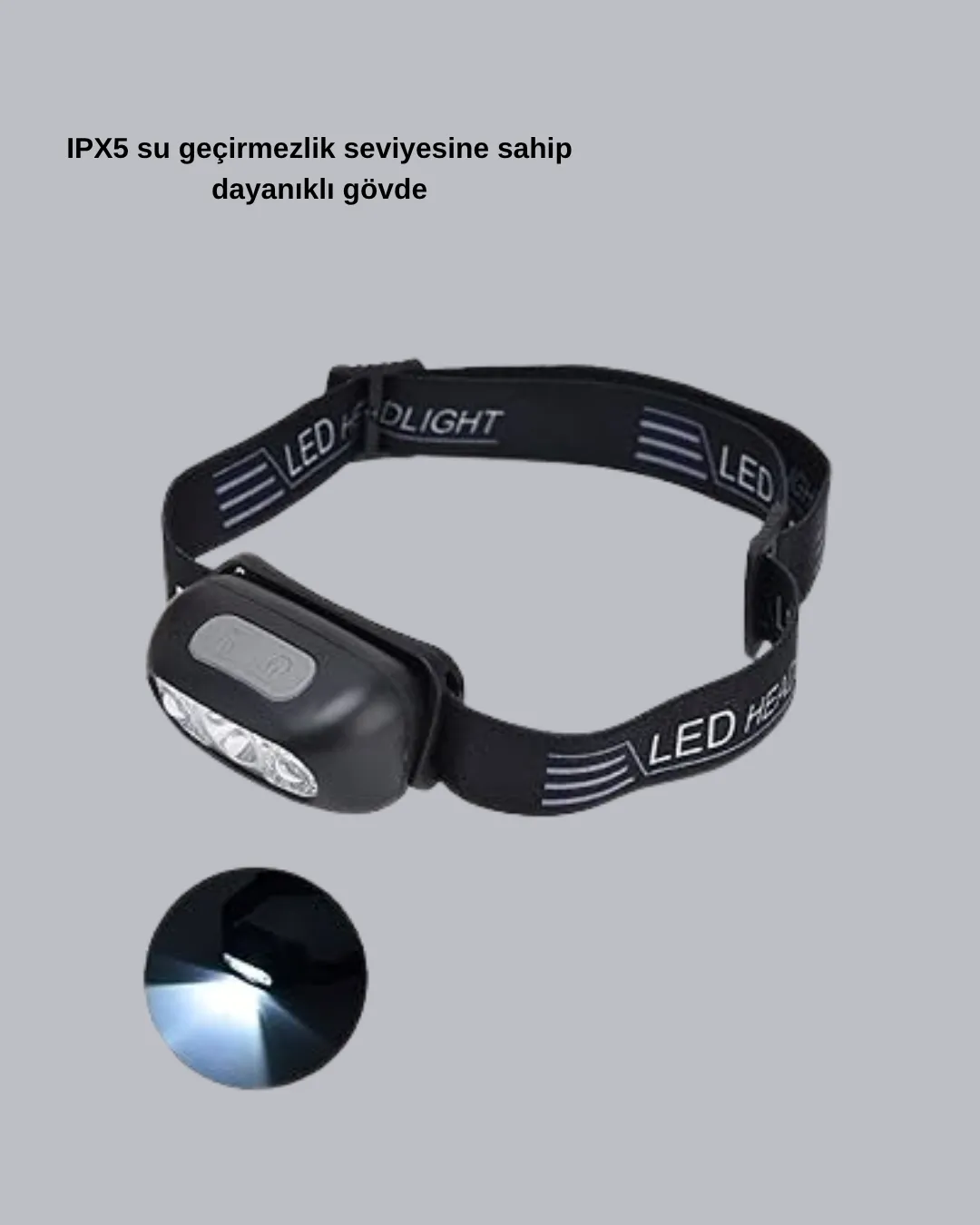 IPX5 Su Geçirmez Şarjlı LED Kafa Feneri | Hareket Sensörlü, Ayarlanabilir 60° Far