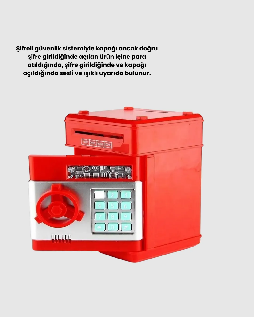 Kırmızı ATM Kasa Tipi Para Biriktirme Kumbarası