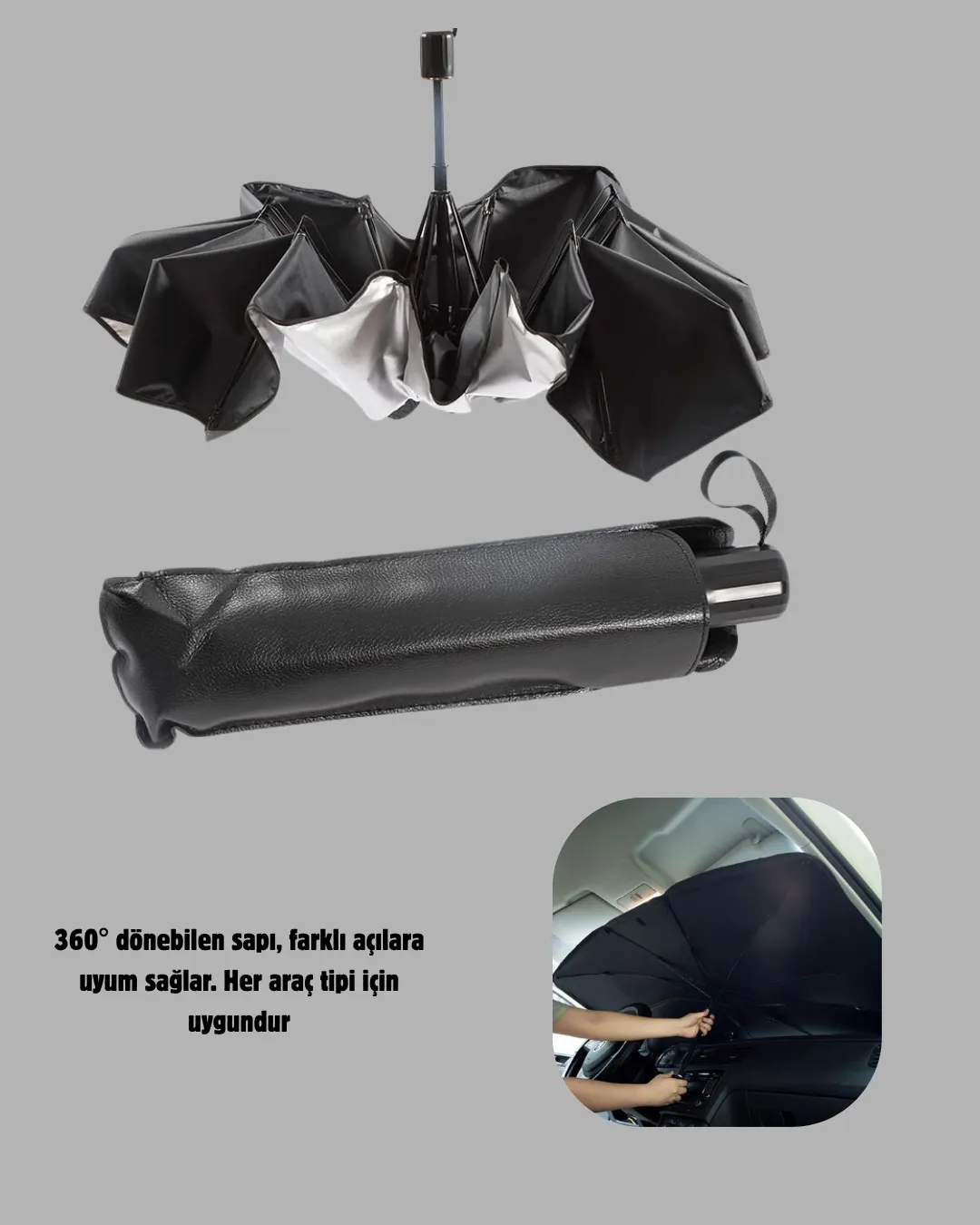 Ön Cam Güneşliği – Kalın Kumaş ve Cam Elyaf İskelet ile Maksimum UV Koruma