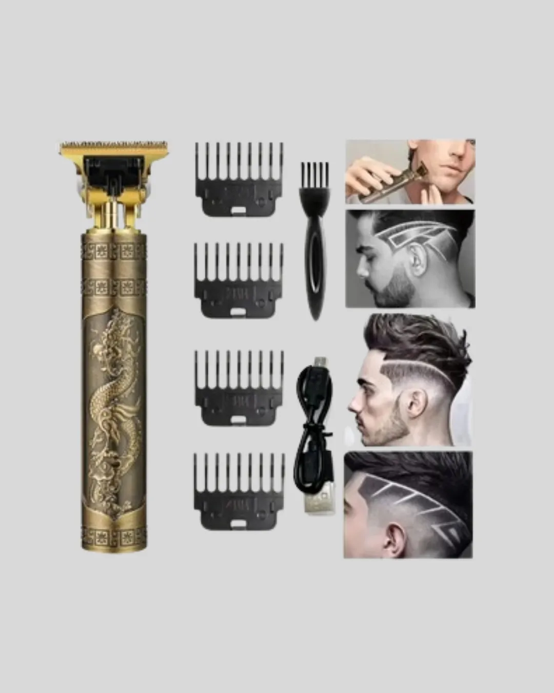 Profesyonel Çizik Tıraş Makinesi – T Çelik Bıçaklı, 120 Dakika Şarjlı Kullanım, 3 Başlıklı