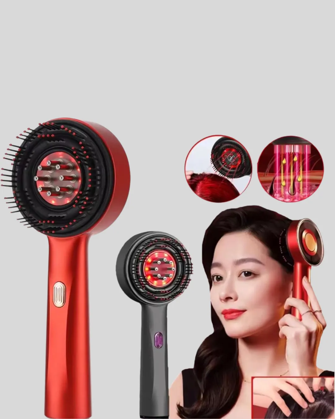 Elektrikli Titreşim Masaj Tarak Kırmızı Işık Terapi