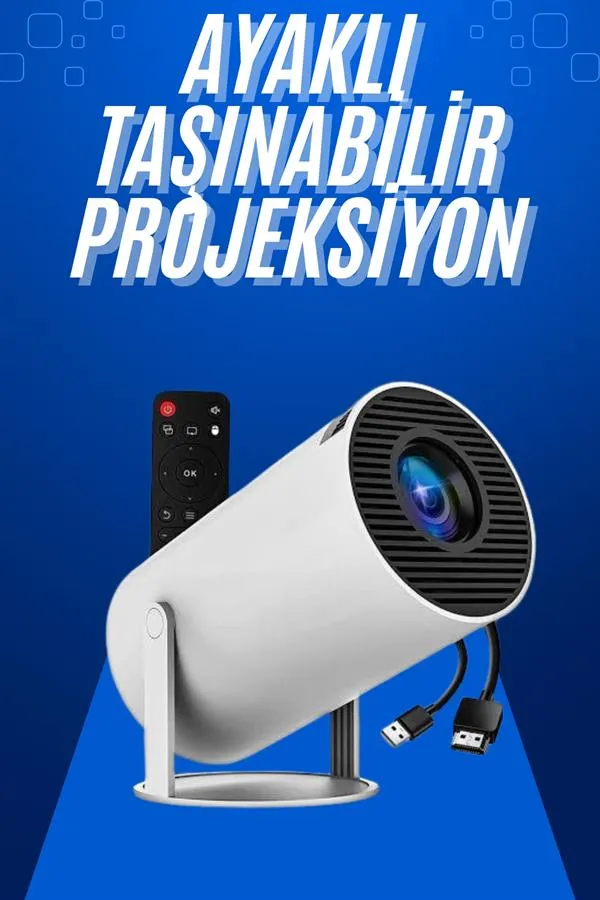 Taşınabilir Projeksiyon Ayaklı Projektör Android Uyumlu HDMI Girişli