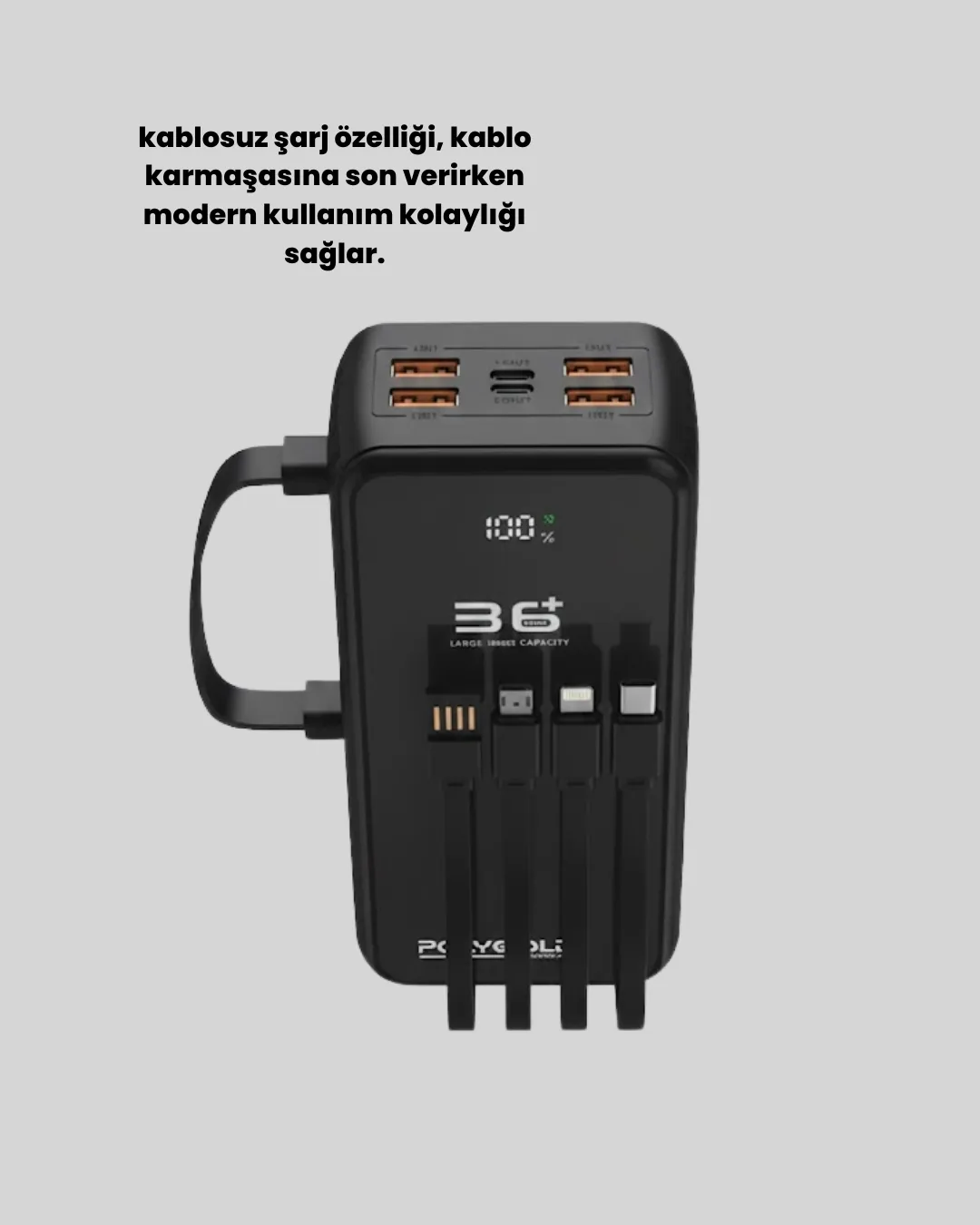 Yüksek Kapasiteli Powerbank Hızlı Şarj ve Kablosuz Destekli