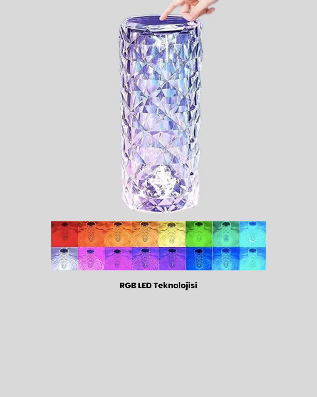 Kristal RGB LED Masa Lambası – Renkli Kumandalı Işık, Dekoratif ve Enerji Tasarruflu