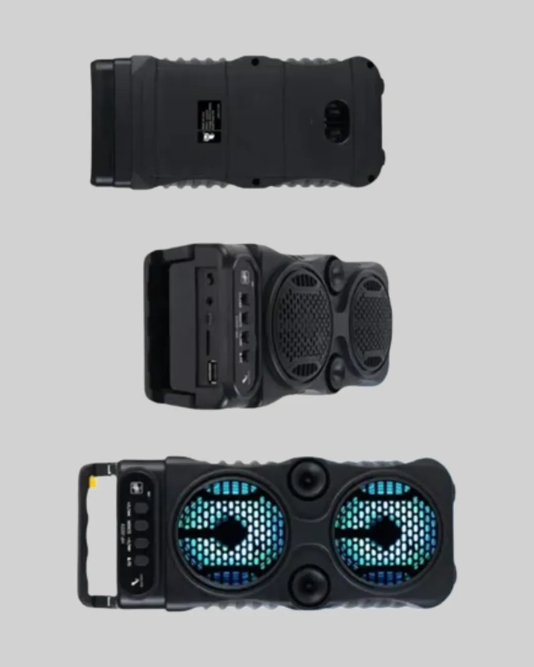 Bluetooth Bağlantılı LED Işıklı Taşınabilir Hoparlör – 1200 mAh Şarjlı, FM Radyolu