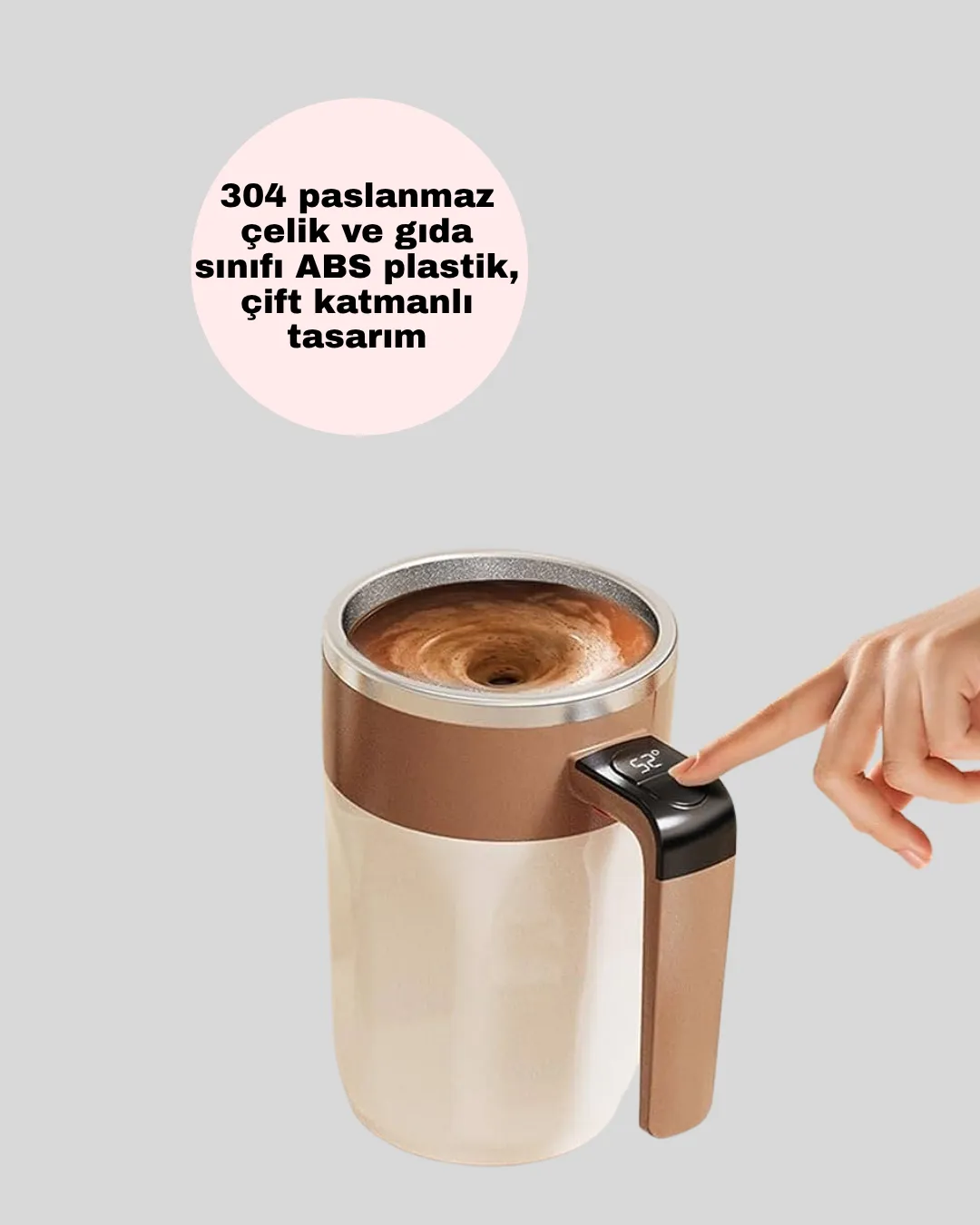 Manyetik Otomatik Karıştırma Bardağı – Şarjlı, Paslanmaz ve Pratik