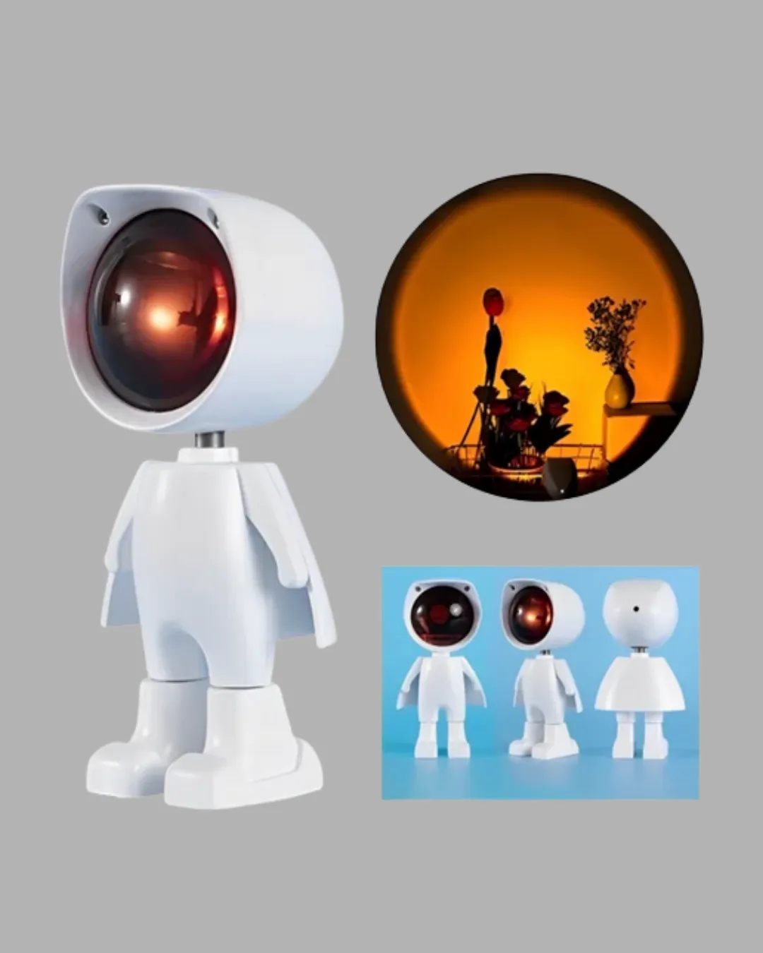 Astronot Tasarımlı Gün Batımı Efektli Şarjlı LED Lamba