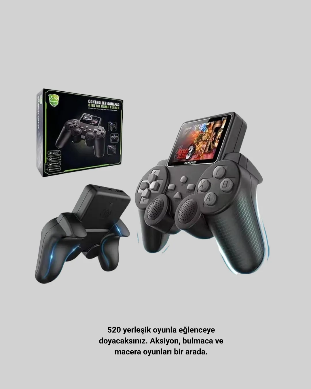 Çocuklar ve Yetişkinler İçin Uygun 500 Oyunlu Taşınabilir Mini Retro El Konsolu