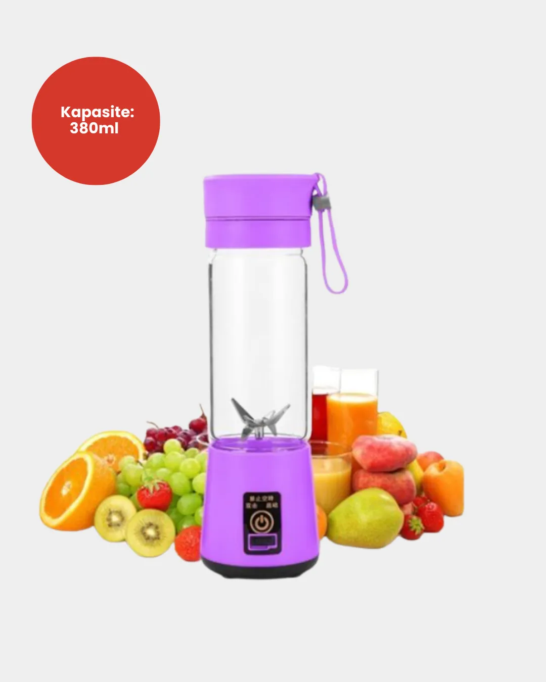 USB Şarjlı Portatif Blender 380ml Çelik 304 Bıçaklı Mobil Smoothie Maker