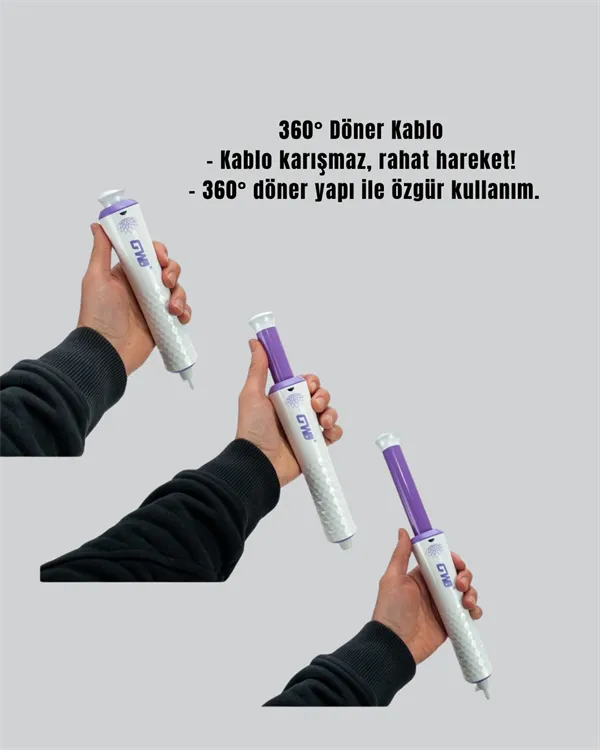 GW Saç Kıvırma Makinesi – 360° Döner Başlık, Negatif İyon Teknolojisiyle