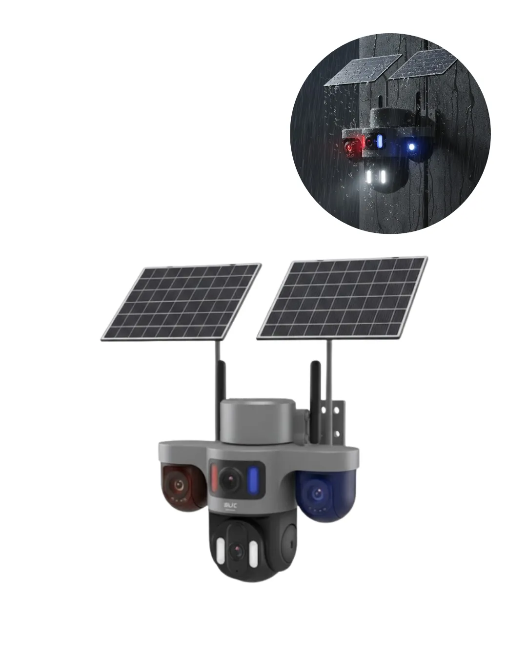 Çift Solar Panelli 4G Kablosuz IP Güvenlik Kamerası 9MP ve Hareket Takipli