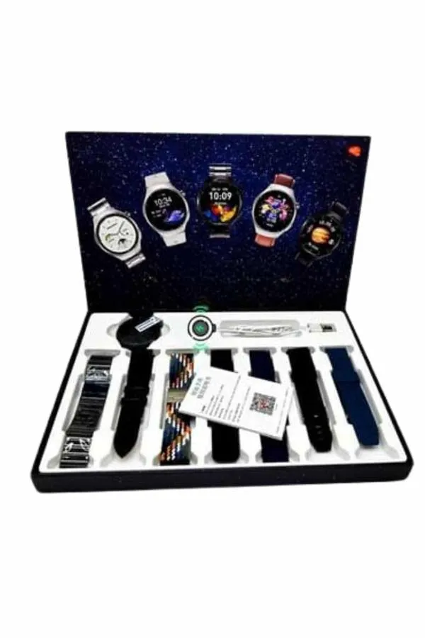 Unısex Yuvarlak Ekranlı 7 Kordonlu Akıllı Saat GPS Destekli Çoklu Kordon Seçeneği