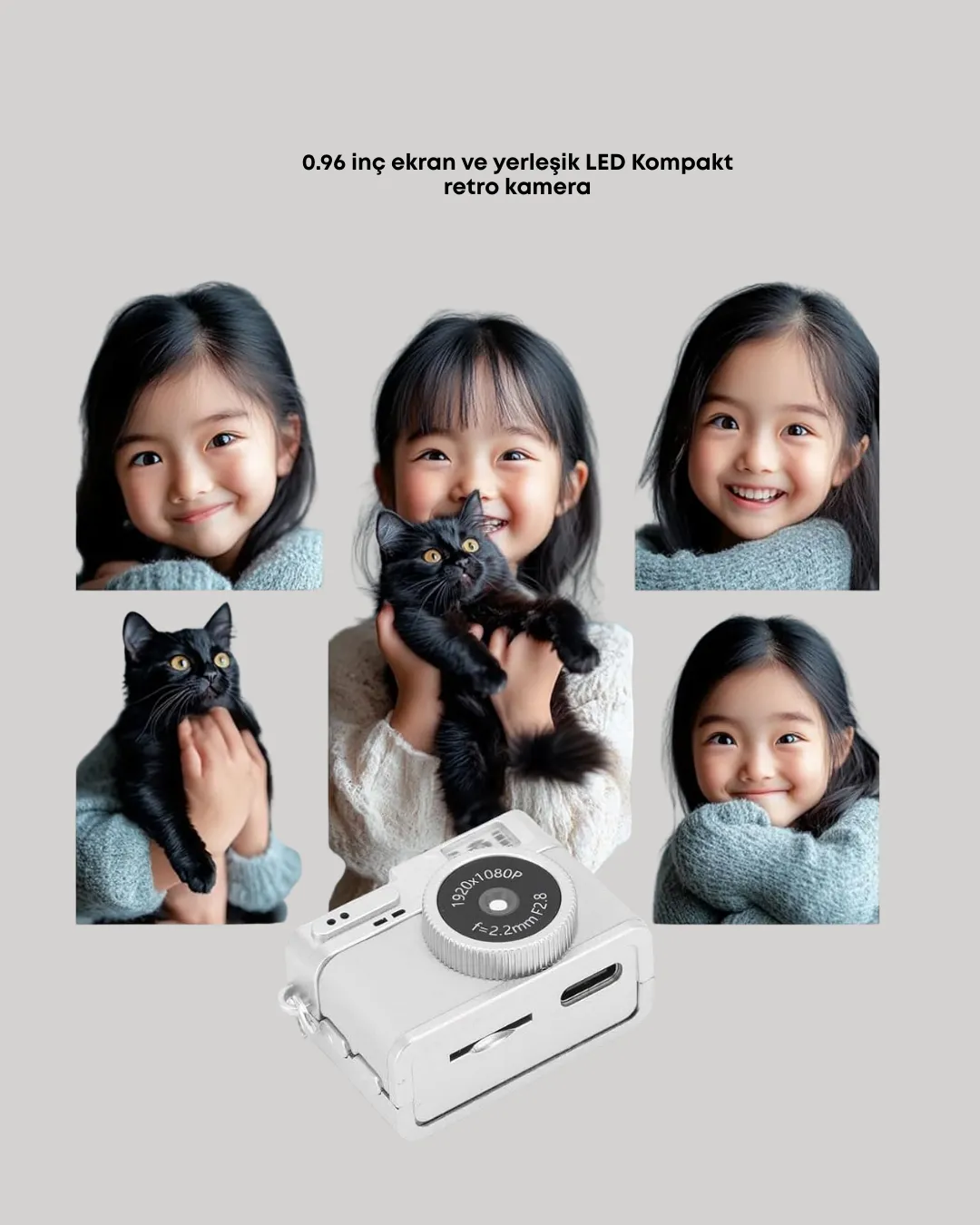 Taşınabilir Cep Boy Dijital Kamera LED Işıklı 1080P Video Çekim