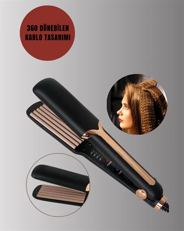 DP-134 Saç Tost Makinesi 220°C Isı Ayarlı, 360° Dönebilen Kablo