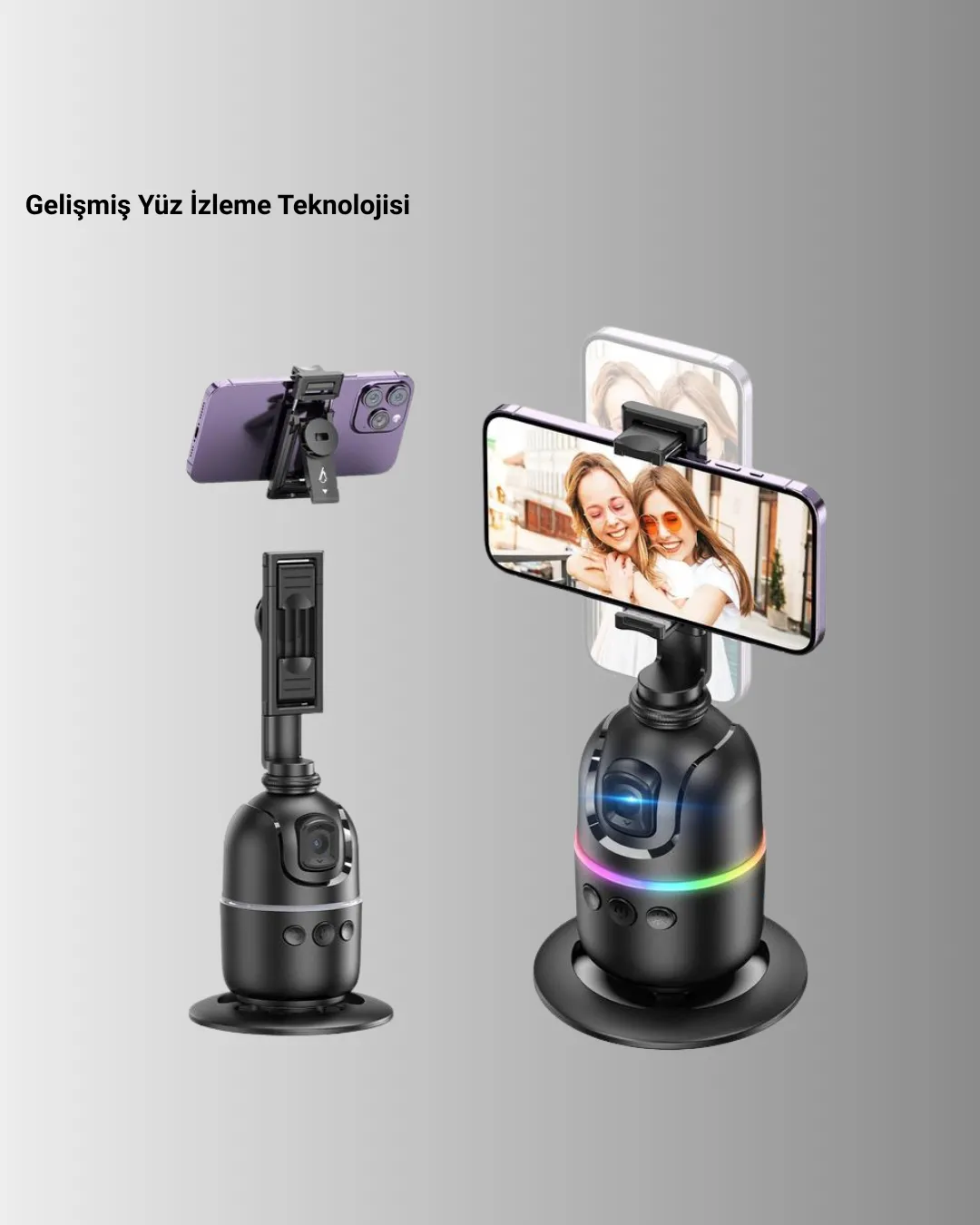 Telefon ve Kamera Uyumlu 360° Otomatik Takipli Akıllı Masa Tripodu