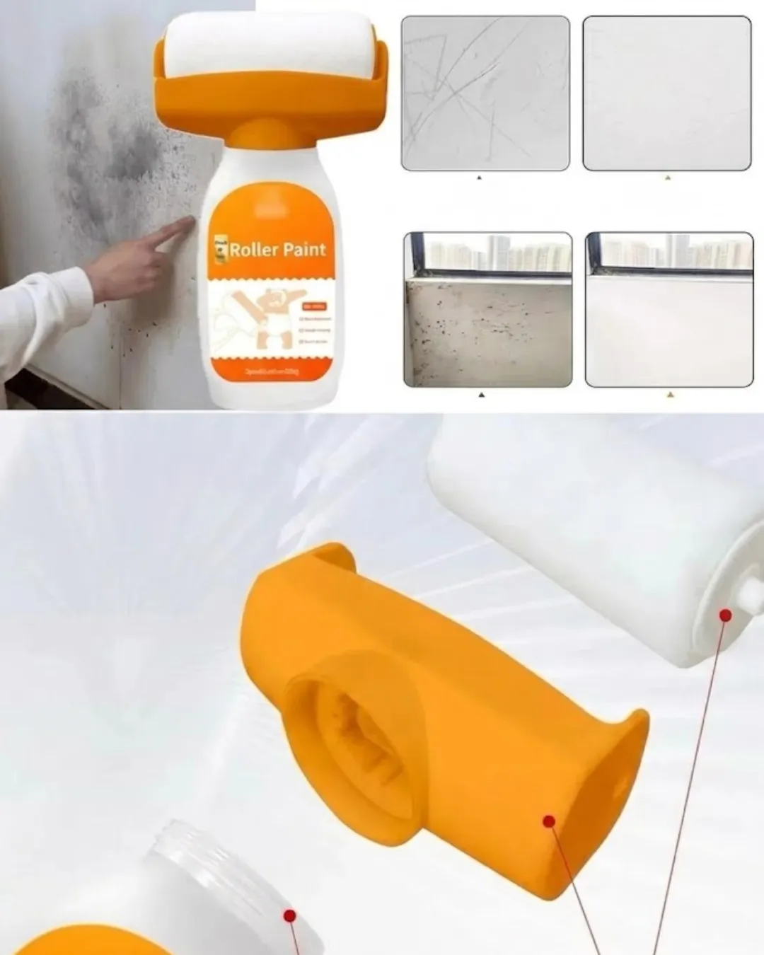 Çok Fonksiyonlu Duvar Rötuş Rulosu Hazneli Pratik Boyama Aleti