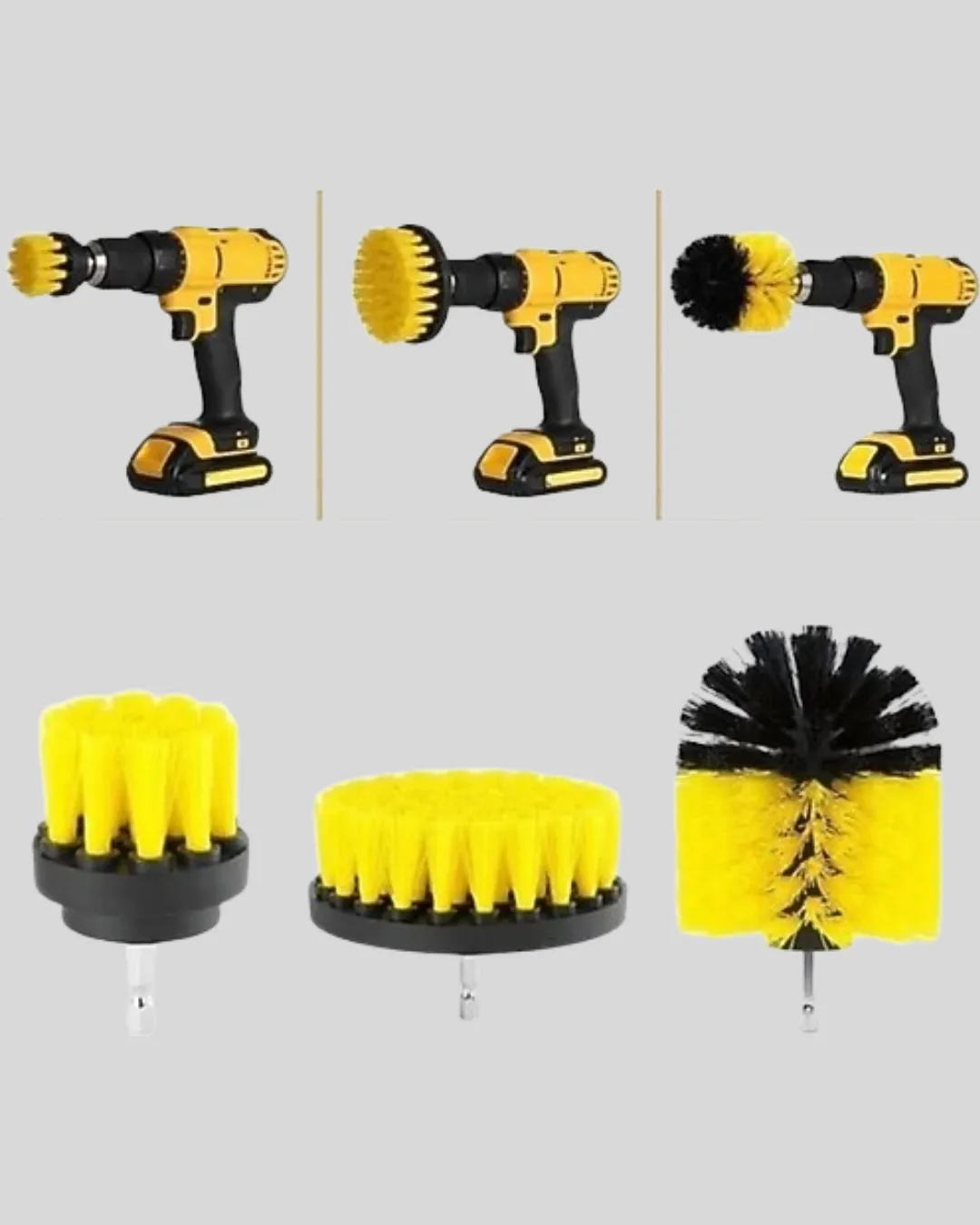 3’lü Matkap Temizlik Fırçası Seti – Banyo, Mutfak ve Araç Jantı İçin Etkili