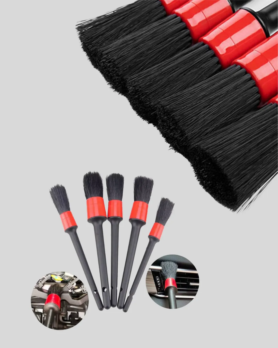 Araç İçi Detaylı Temizlik Seti-Araba Jant ve İç Yüzey Temizlik Fırçaları