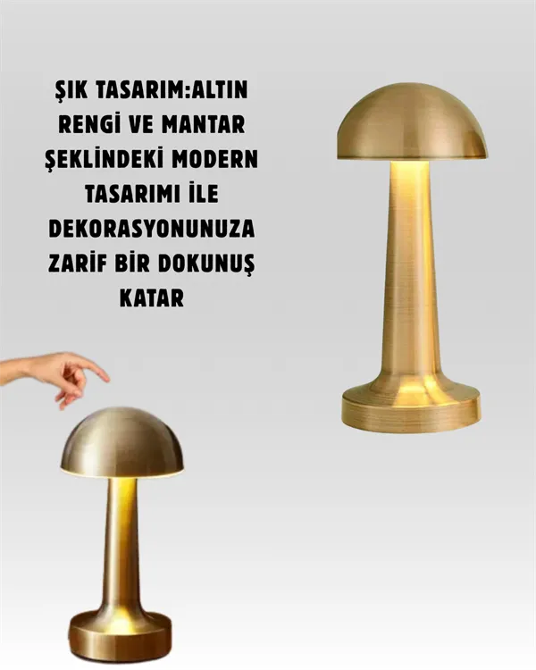 USB Şarjlı Dokunmatik LED Masa Lambası – 3 Renk Modu & Dimmer