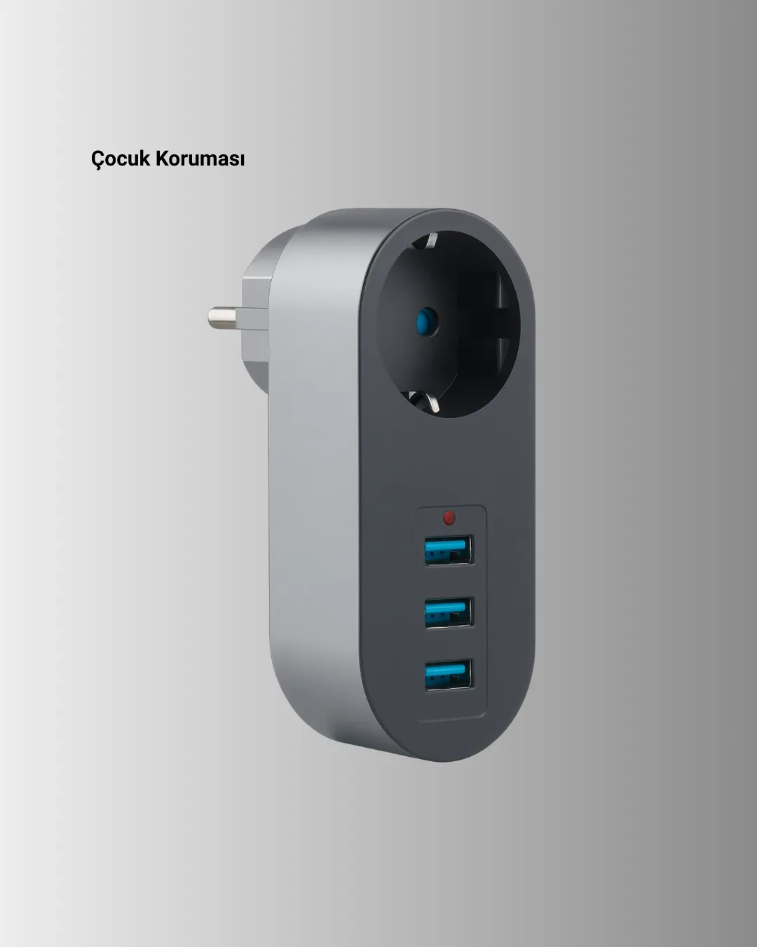 Akım Korumalı USB’li Priz – Güçlü 2500W, Isı ve Çocuk Koruması