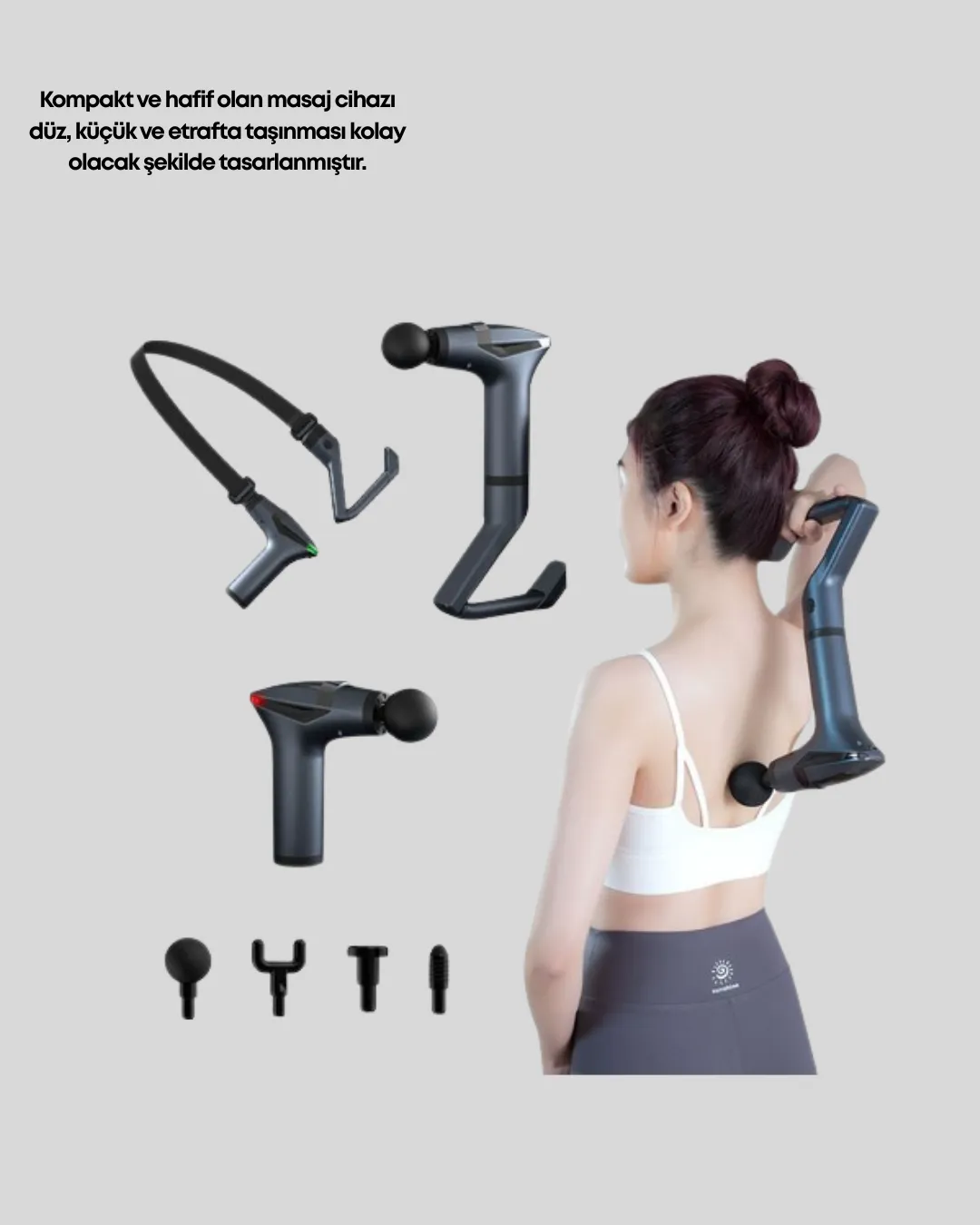Taşınabilir 3in1 Masaj Aleti Şarjlı Titreşimli Esneme Bantlı
