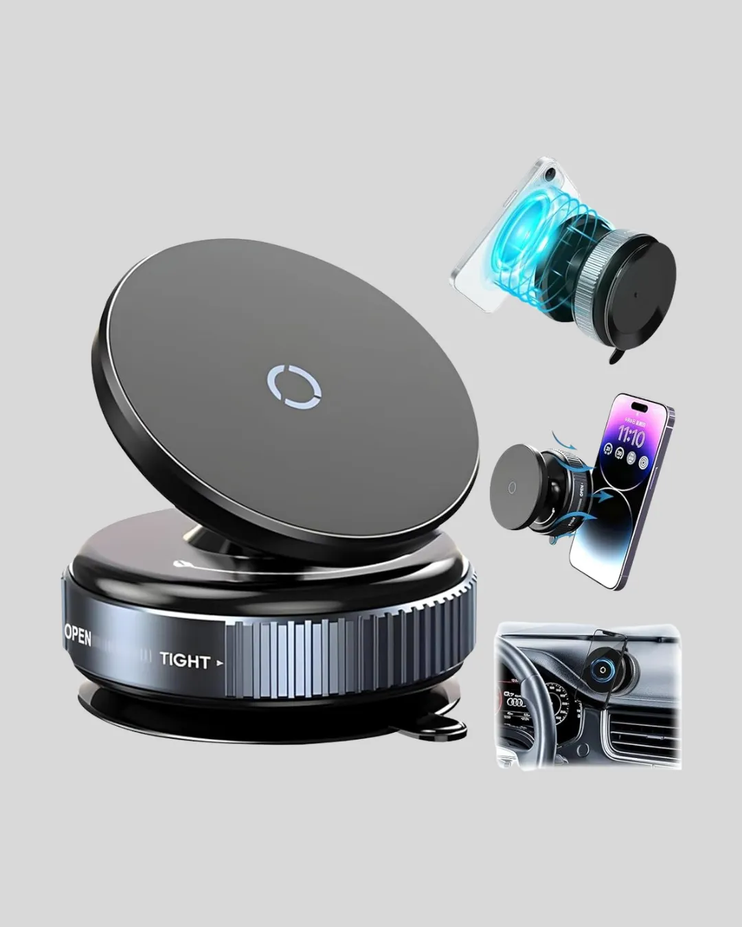Mıknatıslı Araç Telefon Tutucu Vakum Teknolojili 360° Ayarlanabilir