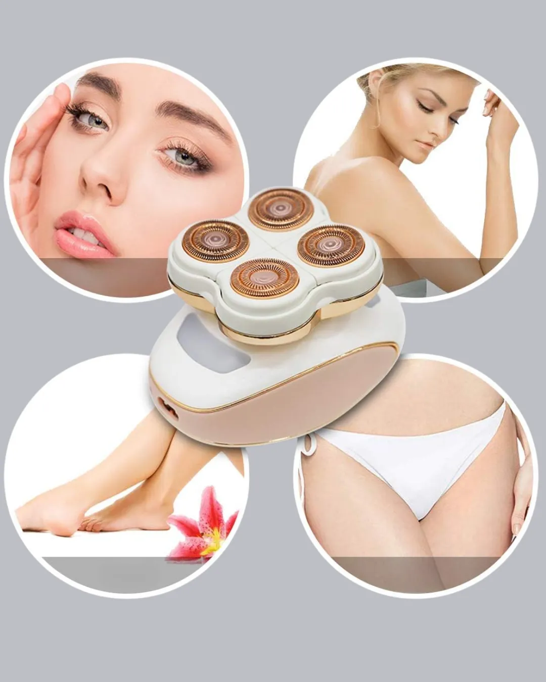 Vücut Tüy Temizleme Cihazı Ağrısız Tıraş Dört Kesici Başlık