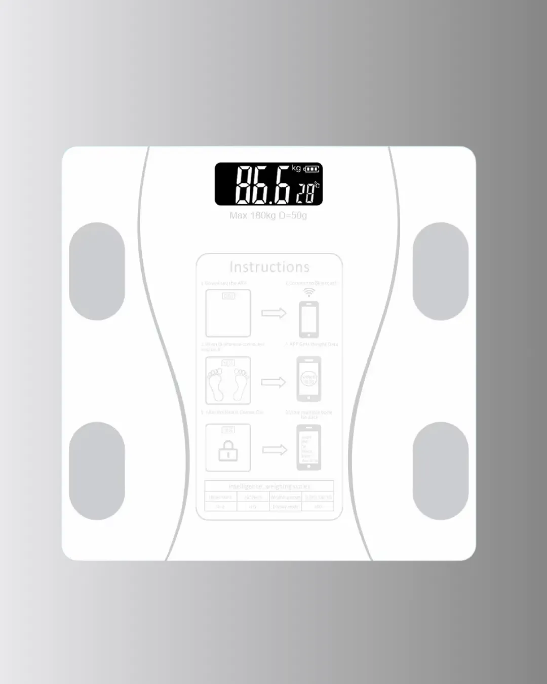 Akıllı Dijital Baskül – Bluetooth Bağlantılı, 8 Ölçüm Verili, Akıllı Vücut Analiz Tartısı