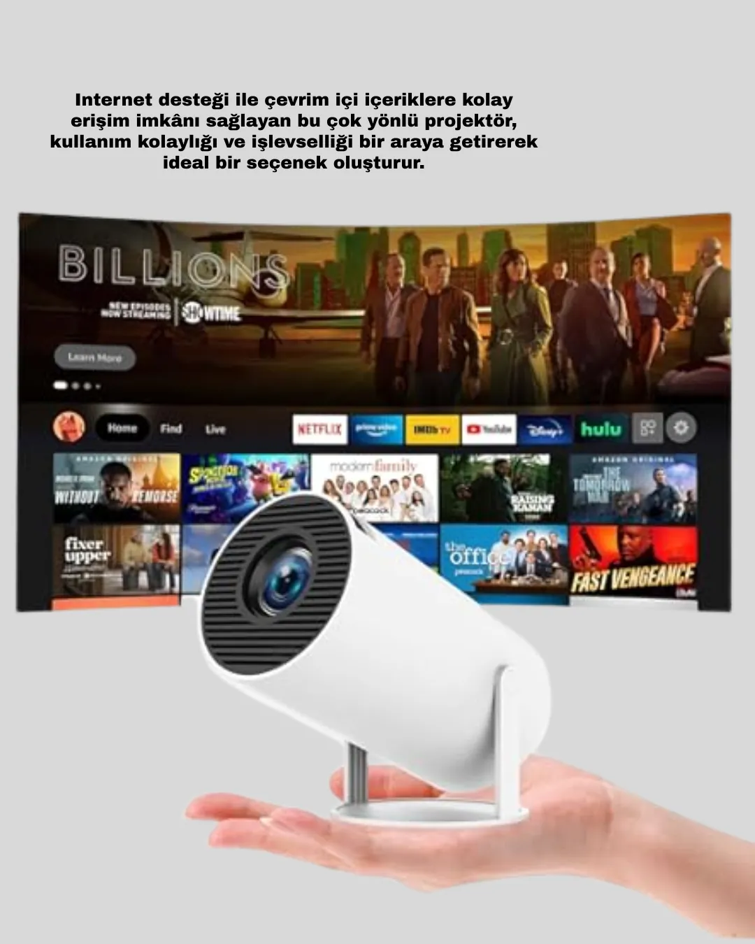 Kablosuz Mini Projeksiyon Cihazı Oyun ve Film İçin Taşınabilir Ev Sineması