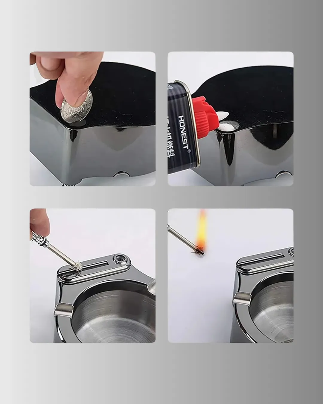 Metal Küllük Çakmaklı Masa Üstü Şık Tasarım