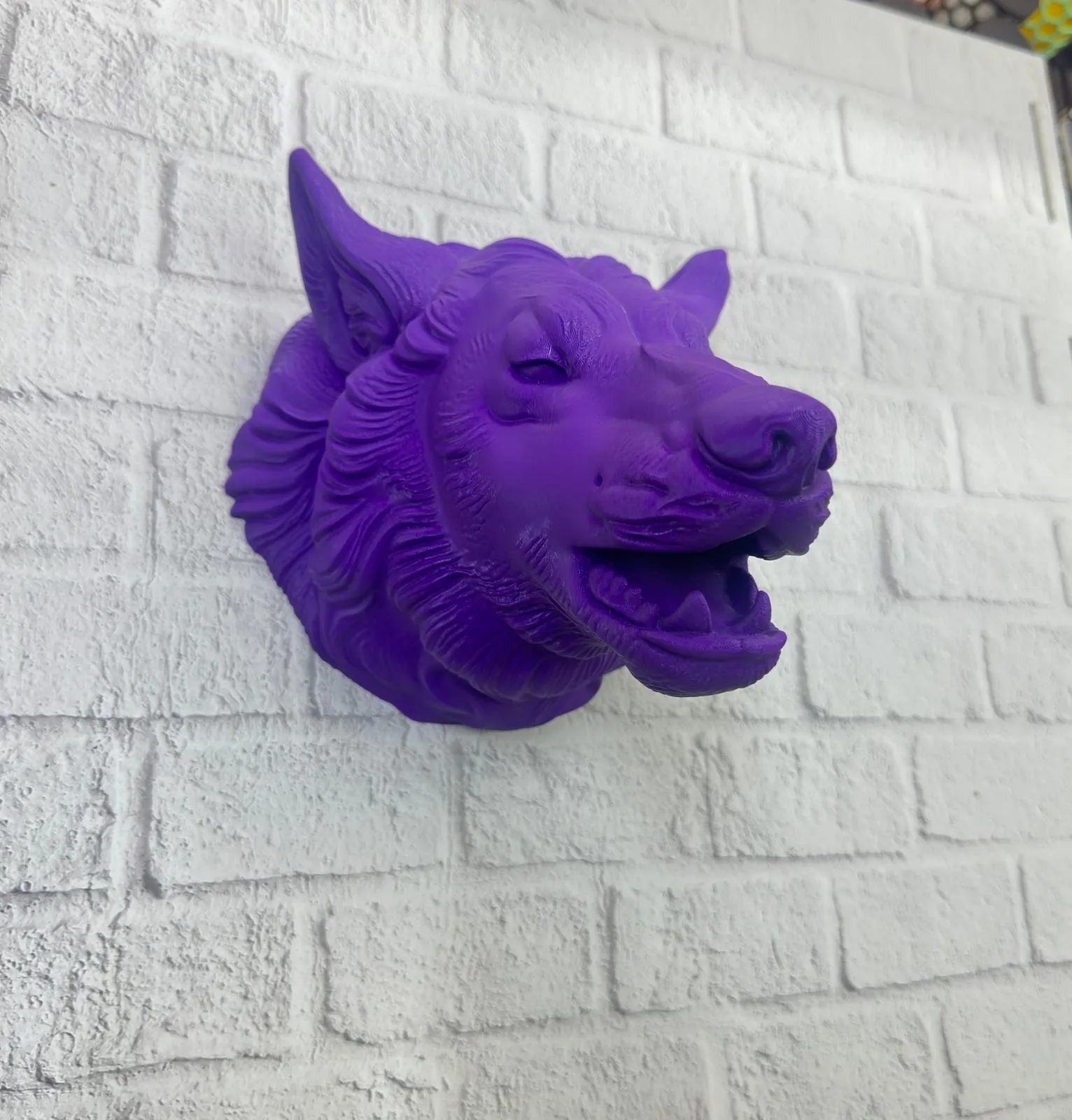 Dekoratif Mor Kurt Duvar Heykeli Asılabilir Hediyelik 25x19 cm