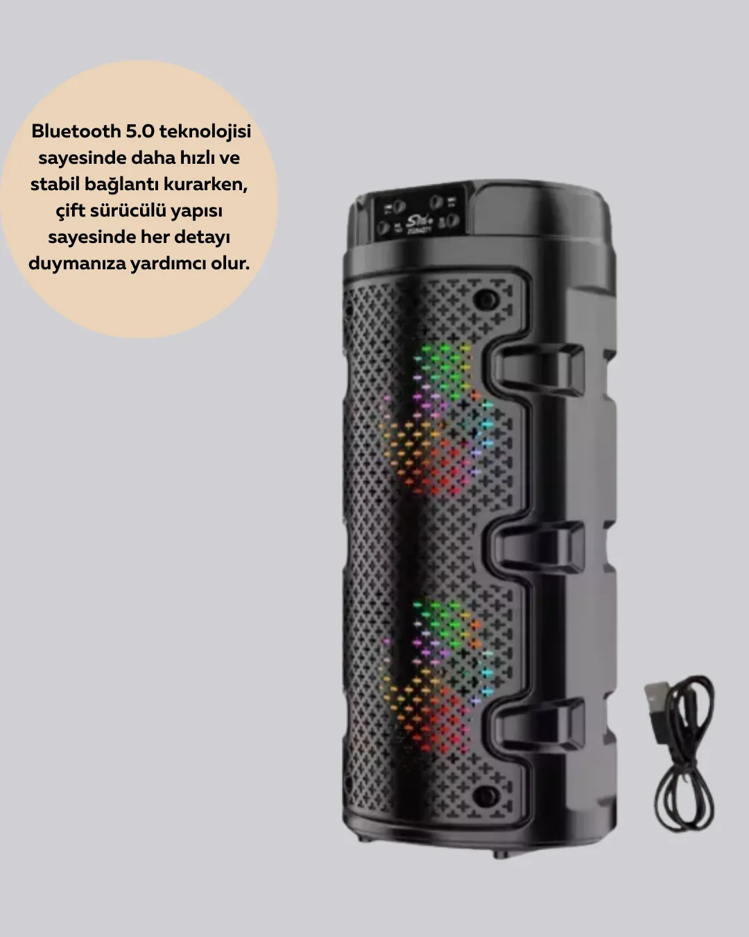 USB, SD Kart ve AUX Girişli Taşınabilir Hoparlör