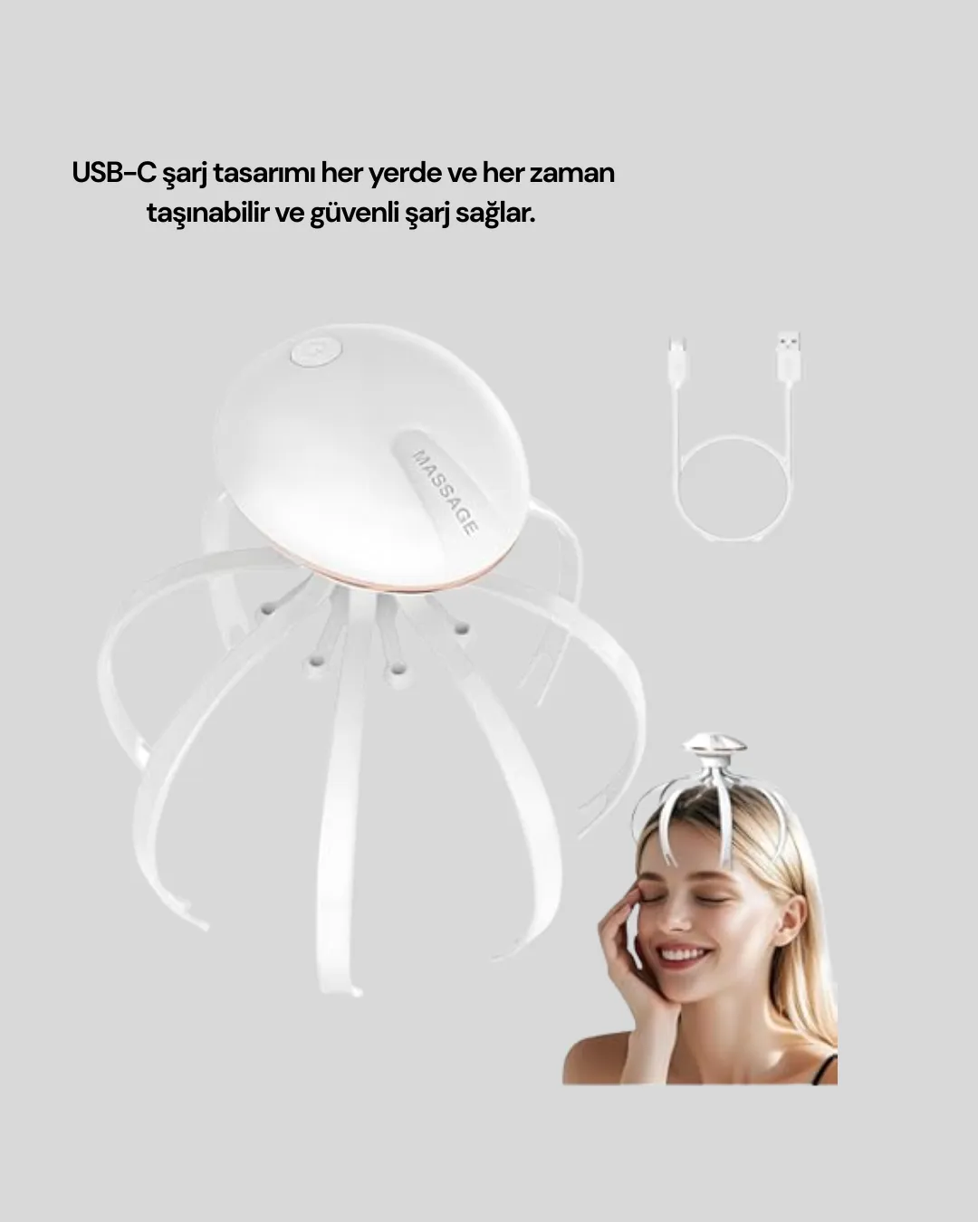 Kablosuz Kafa ve Boyun Masaj Aleti Akıllı Kapanmalı Derin Rahatlama