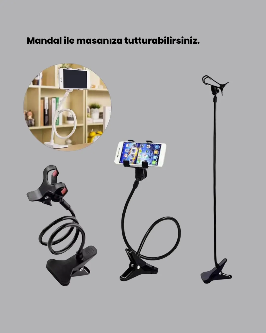 Eller Serbest Kullanım Sağlayan Masaüstü Telefon Tutucu