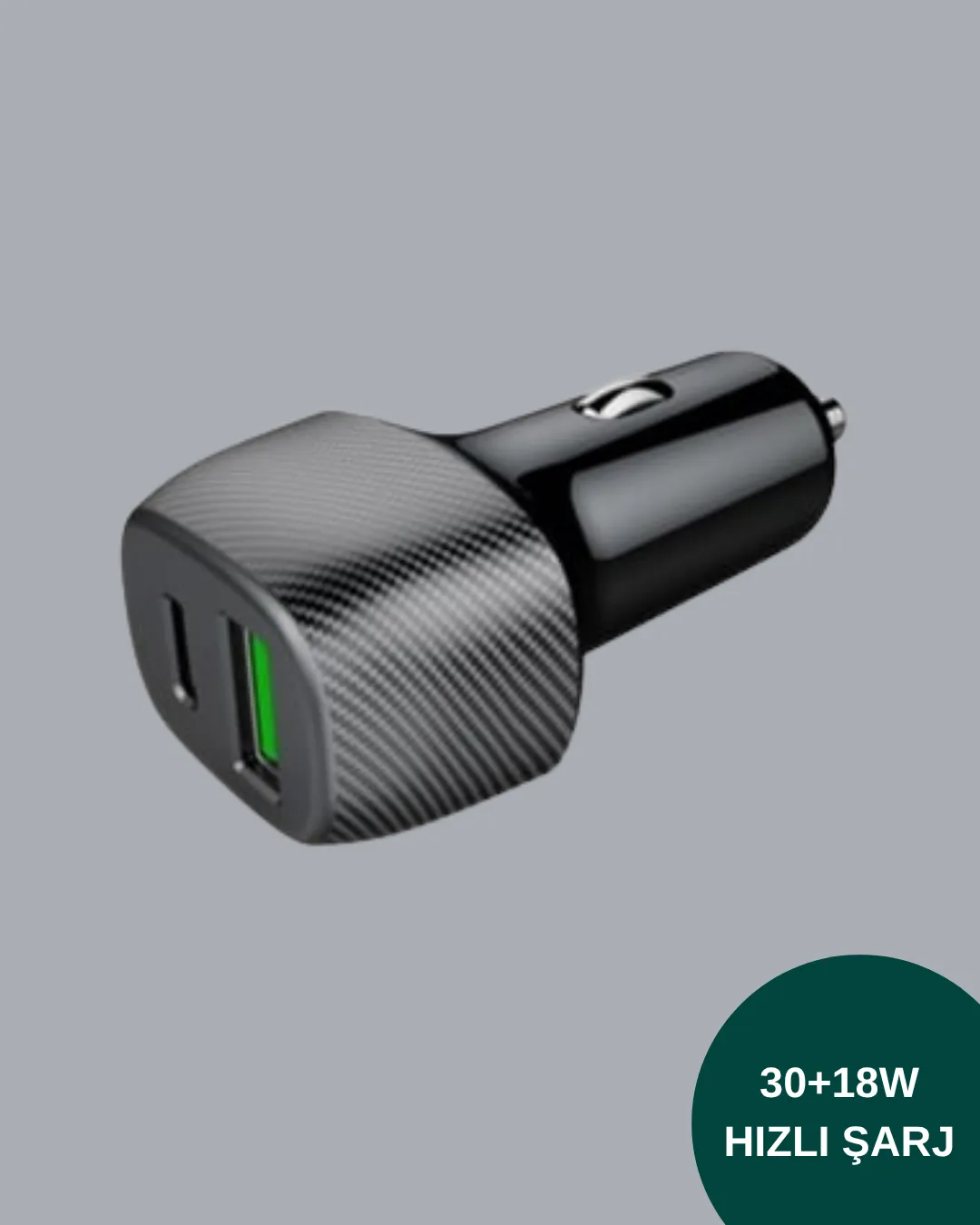 Kompakt Tasarımlı Type-C + USB Girişli Araç Şarj Başlığı