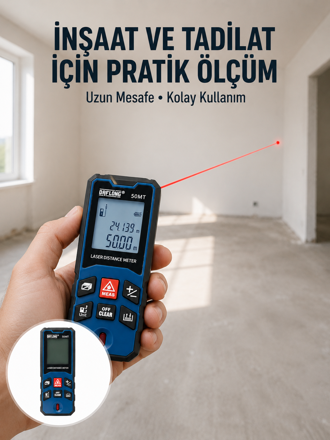 Dijital Lazer Mesafe Ölçüm Cihazı İnşaat ve Ev Kullanımı