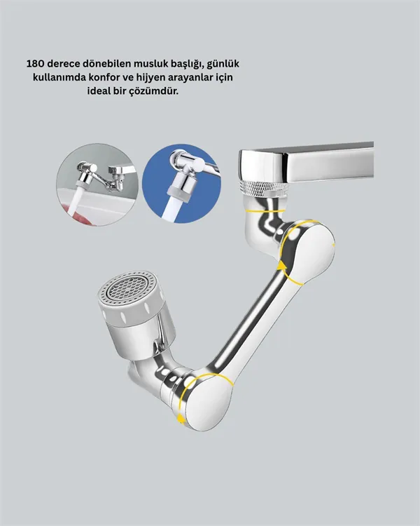 1080° Dönebilen Püskürtme Filtreli Musluk Başlığı Su Tasarruflu