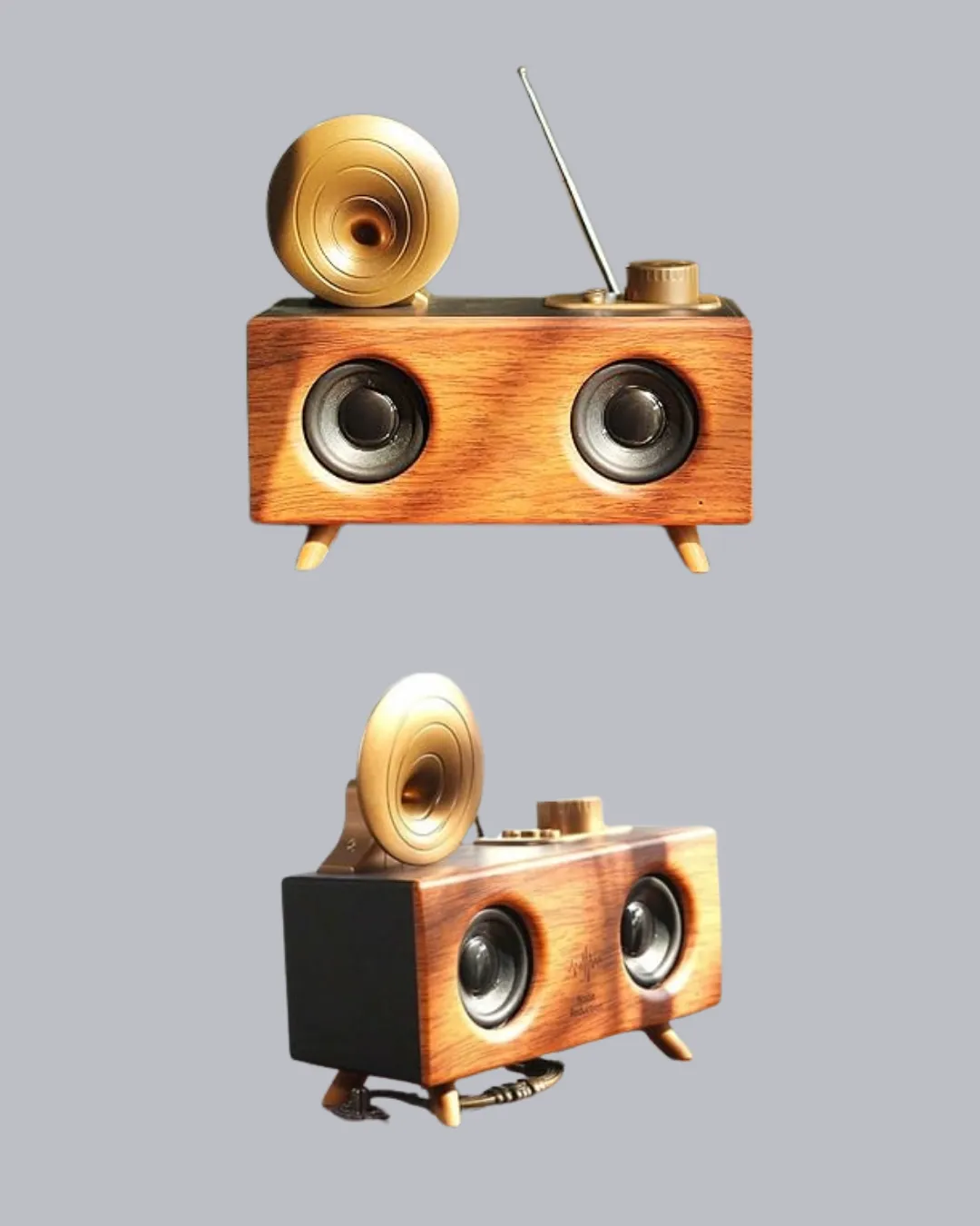 Retro Gramofon Tasarımlı Bluetooth Hoparlör – 3D Stereo Ses, 1800 mAh Batarya