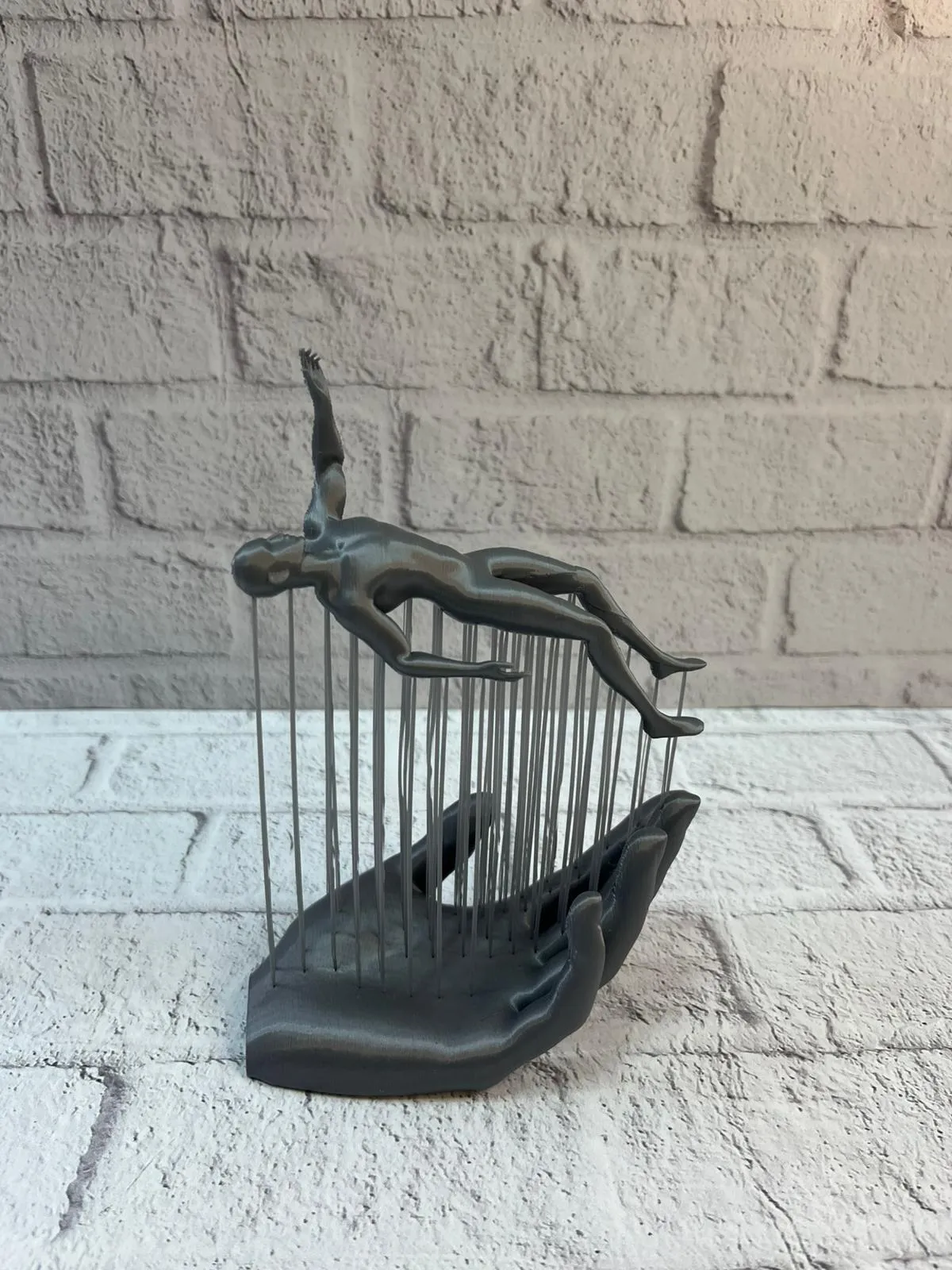 3D El İnsan Figürü Gri Soyut Modern Dekoratif Biblo