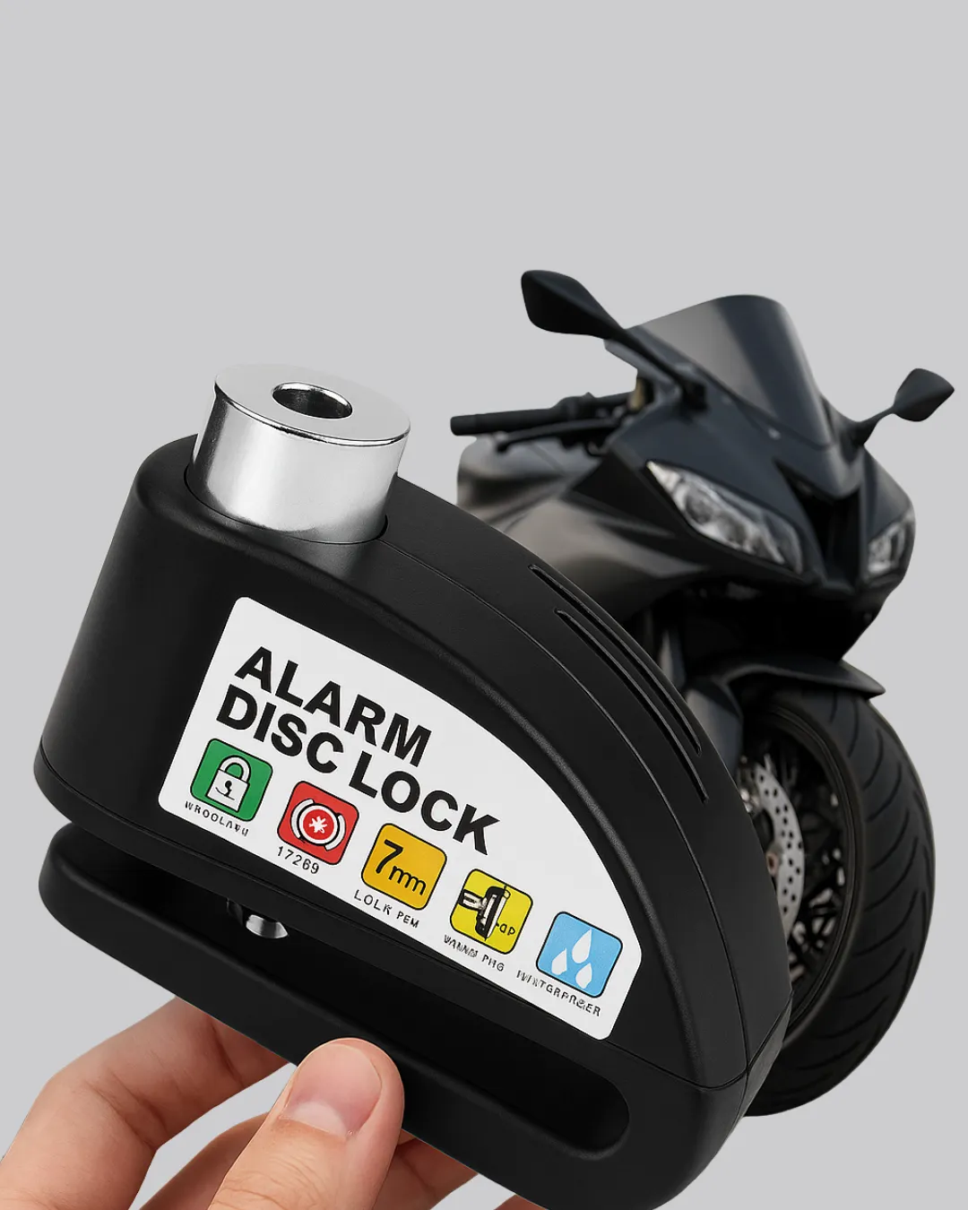 Çelik Gövdeli Alarm Disk Kilidi Motosiklet ve Bisiklet İçin Güvenlik