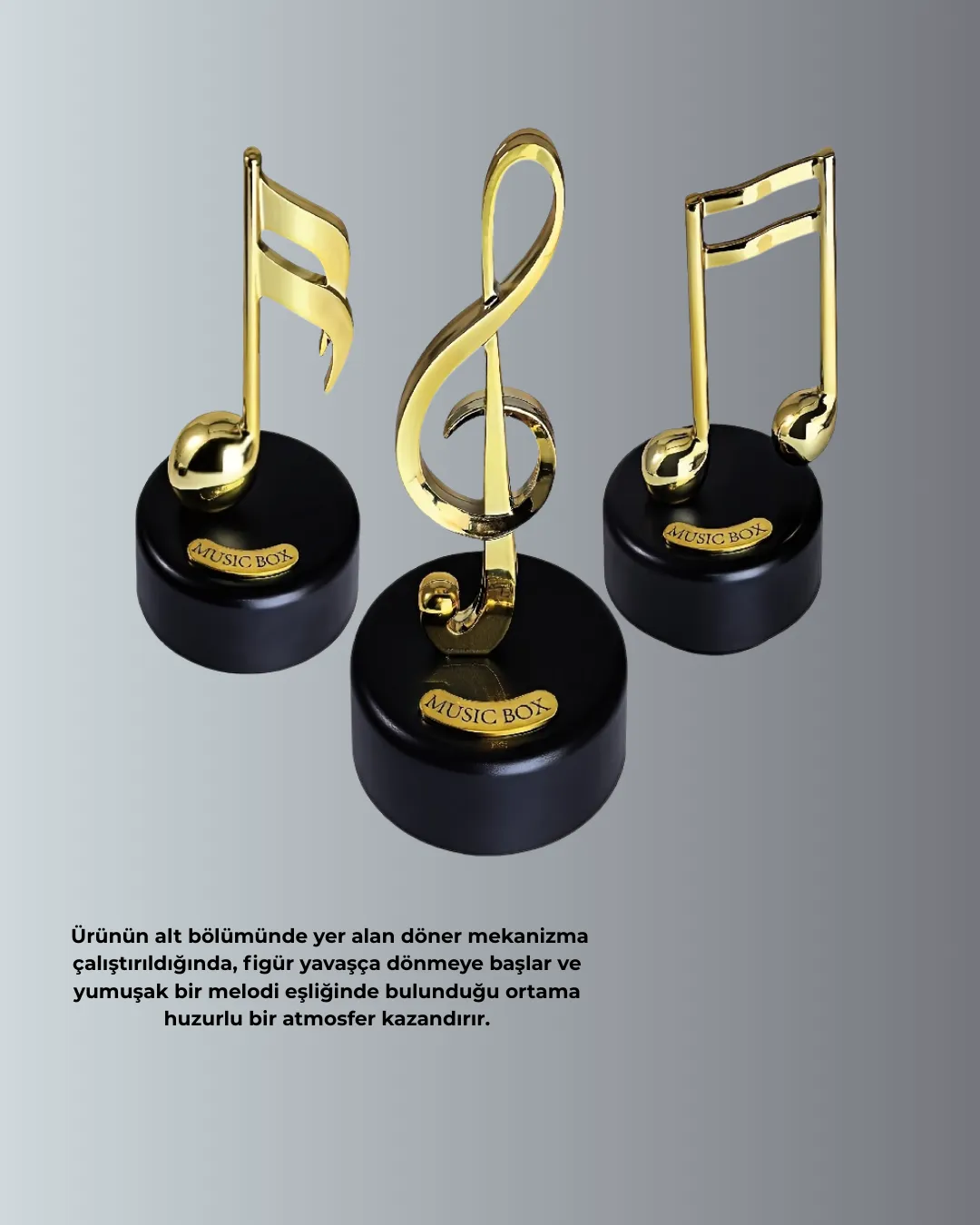 Altın Sol Anahtarı Müzik Kutusu Döner Mekanizmalı