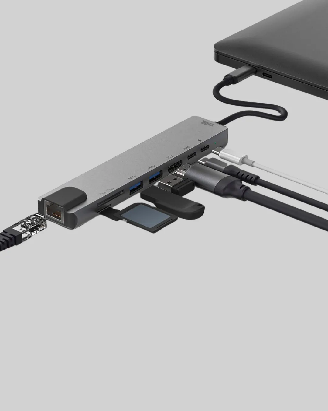 Alüminyum Kasalı MacBook USB-C Hub – 4K HDMI, USB 3.0, SD/TF Kart Girişi, PD Şarj Desteği