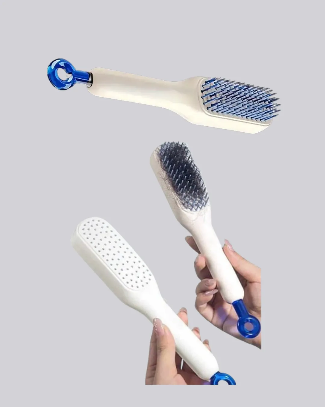 Kendi Kendini Temizleyen Saç Tarağı – Anti-Statik, Silikon Uçlu, ABS Malzeme, 22x4 cm