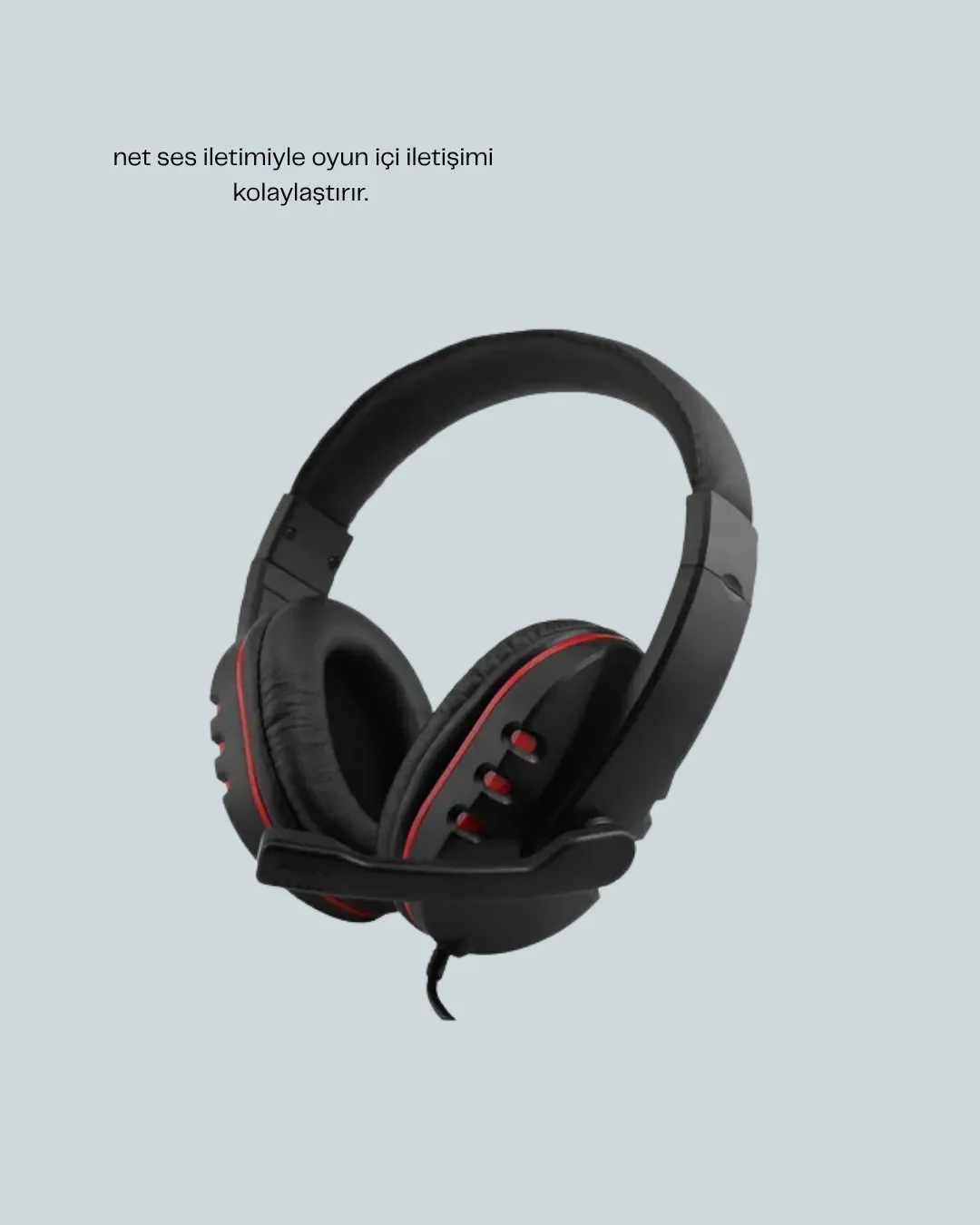 Kırmızı Gaming Kulaklık Stereo Mikrofonlu Dayanıklı Örgü Kablolu