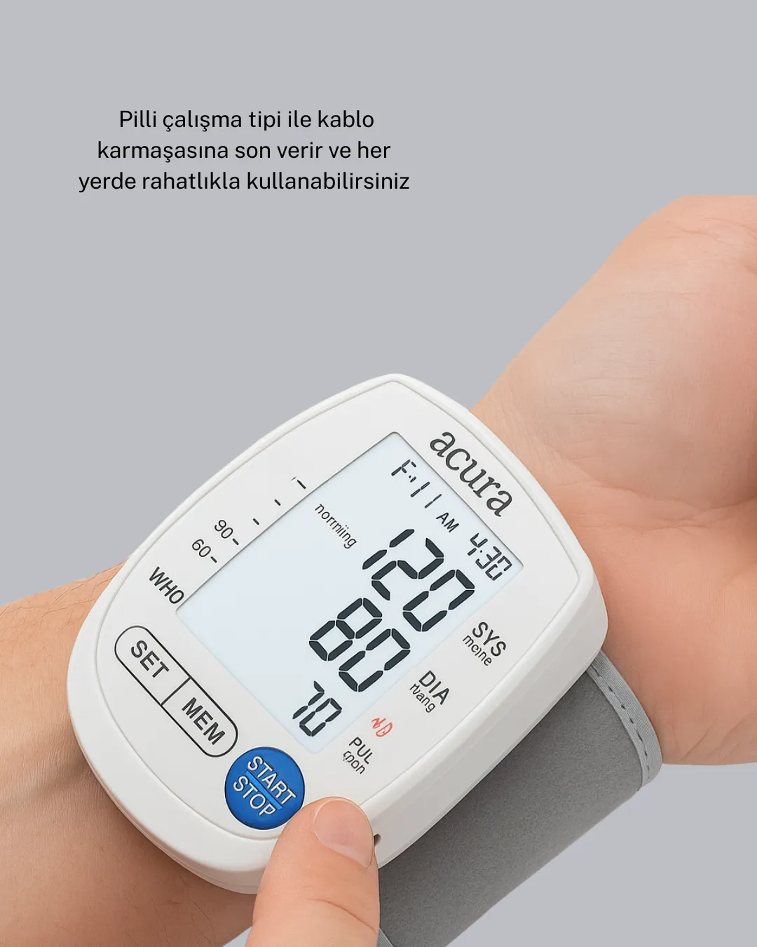 Bilekten Dijital Tansiyon Aleti Hem Pilli Hem Şarjlı Hafızalı