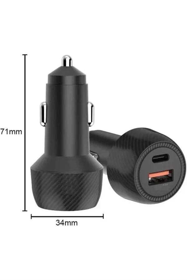 Hızlı Oto Şarj Cihazı 38W Çift Girişli HIzlı Şarj Oto Çakmaklık Type-C