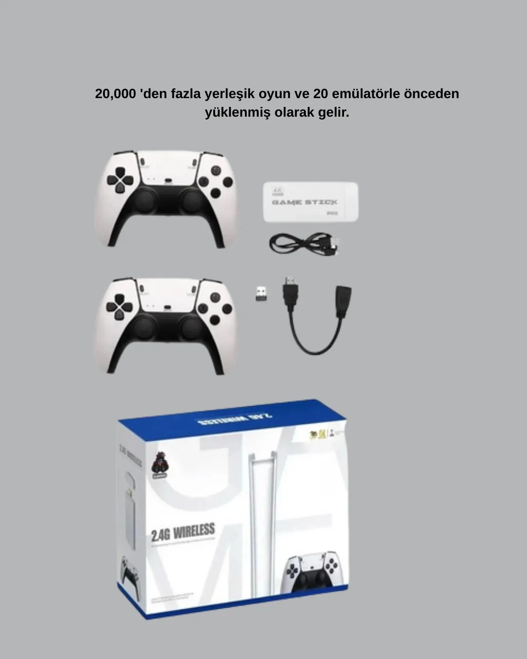 HDMI Çıkışlı Kablosuz 2 Kollu 4K Retro Oyun Kutusu