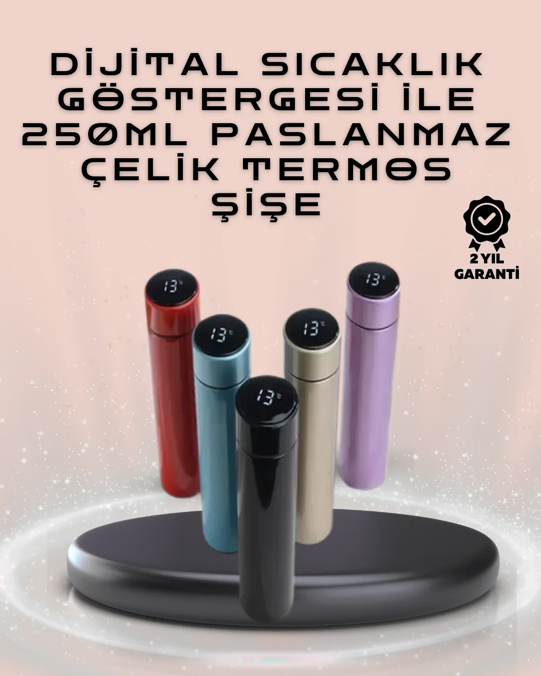 250ml LED Ekranlı Paslanmaz Çelik Akıllı Termos