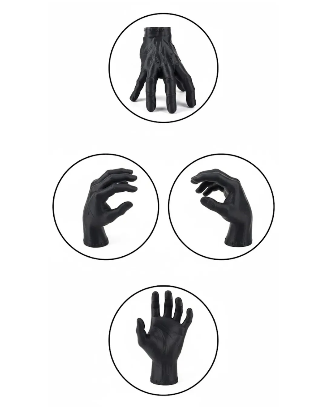 3D Siyah El Heykeli 17x16 cm Raf ve Masa Üstü Dekor