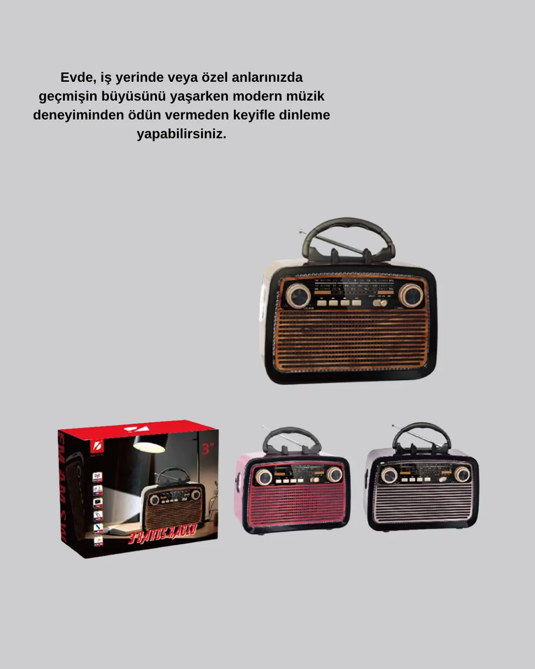 Ahşap Dokulu Bluetooth Müzik Kutusu – Vintage LED Tasarımıyla Modern Ses Deneyimi